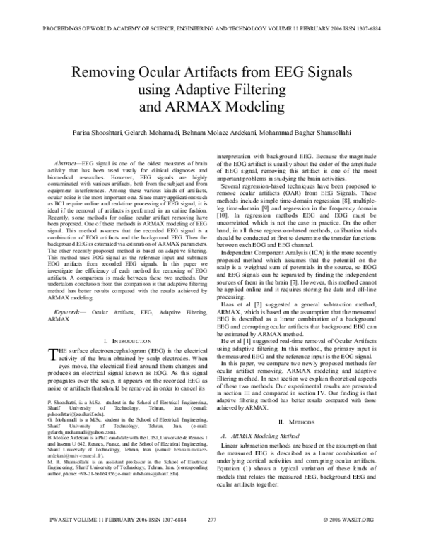 (PDF) Removing Ocular Artifacts from EEG Signals Using Adaptive ...