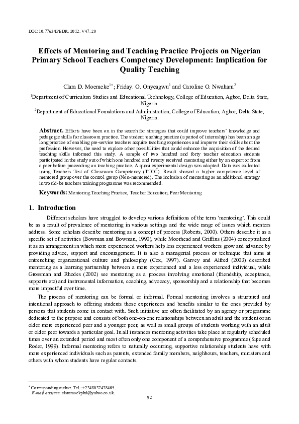 (PDF) Primary School Teachers Competency Development: Implication for ...