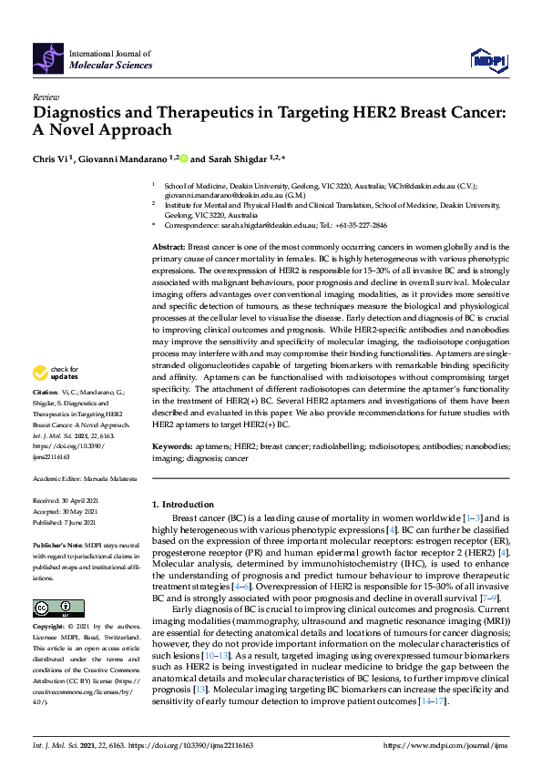(PDF) Diagnostics and Therapeutics in Targeting HER2 Breast Cancer: A ...