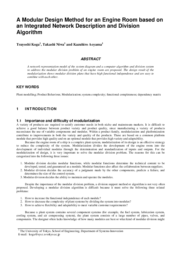 (PDF) A Modular Design Method for the Engine Room based on Integrated ...