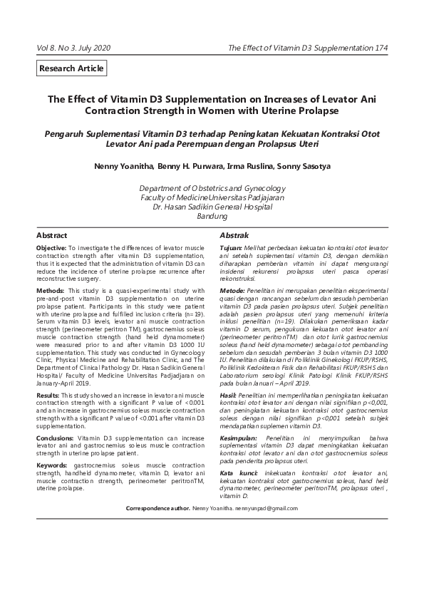 (PDF) The Effect of Vitamin D3 Supplementation on Increases of Levator ...