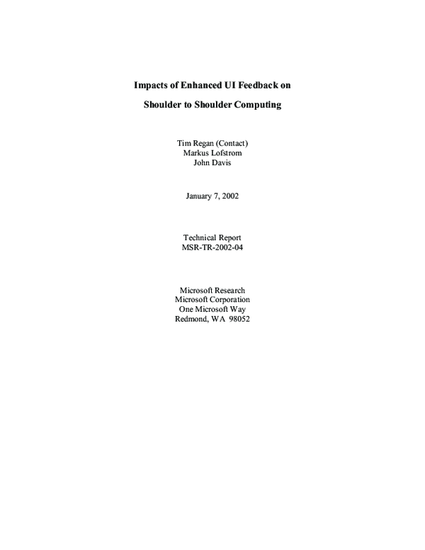 (PDF) Impacts of Enhanced UI Feedback on Shoulder to Shoulder Computing