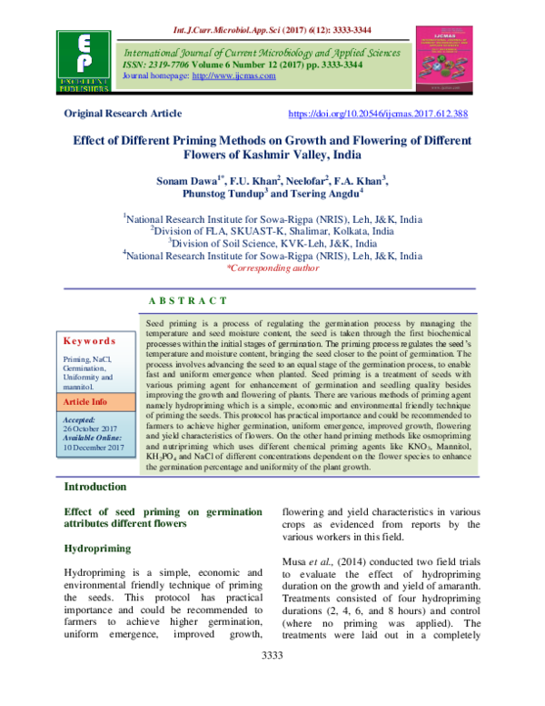 (PDF) Effect of Different Priming Methods on Growth and Flowering of ...