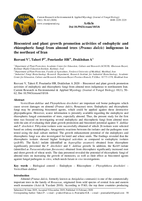 (PDF) Biocontrol and plant growth promotion activities of endophytic ...