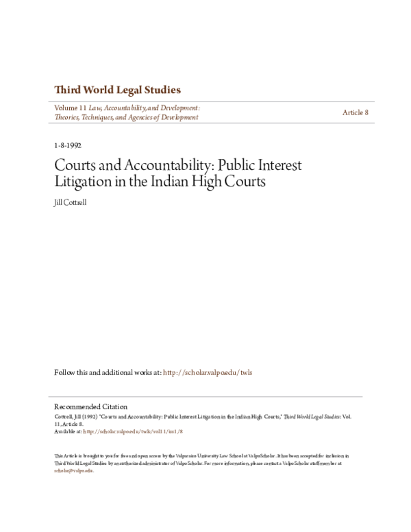 (PDF) Courts and Accountability Public Interest Litigation in the