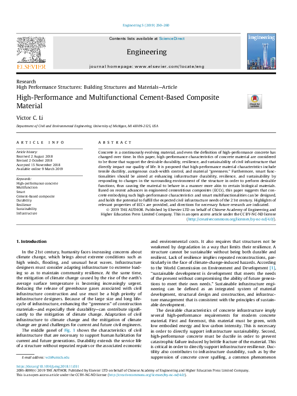 (PDF) High-Performance and Multifunctional Cement-Based Composite Material