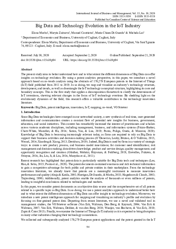 (PDF) Big Data and Technology Evolution in the IoT Industry