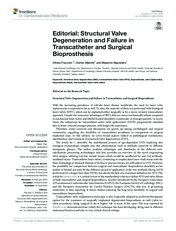 (PDF) Editorial: Structural Valve Degeneration and Failure in ...
