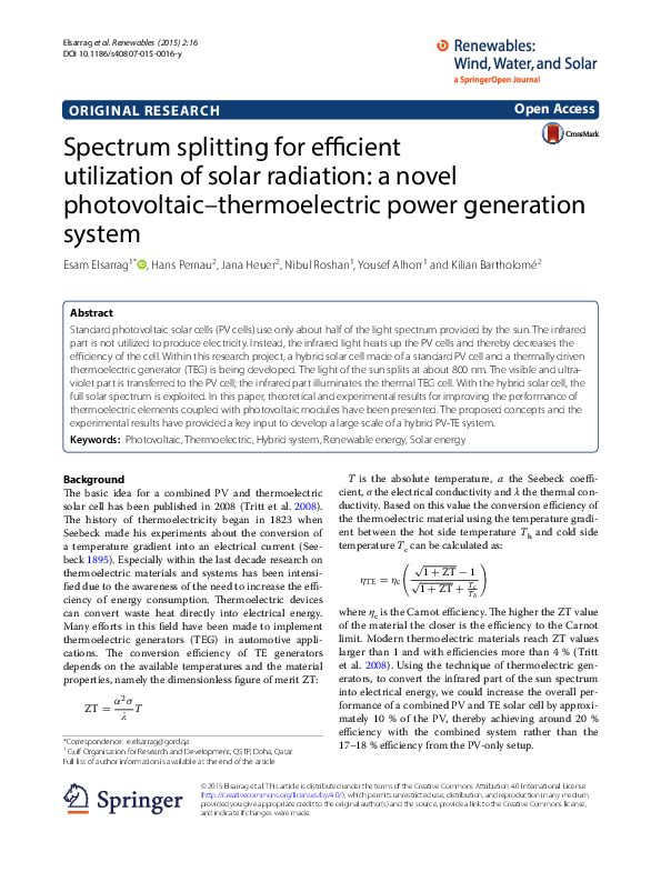 (PDF) Spectrum splitting for efficient utilization of solar radiation ...