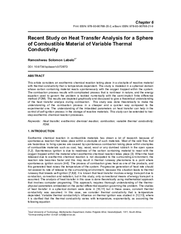 (PDF) Recent Study on Heat Transfer Analysis for a Sphere of ...
