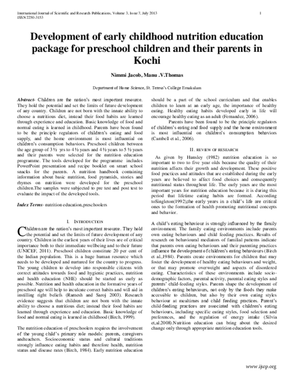 (PDF) Development of early childhood nutrition education package for ...