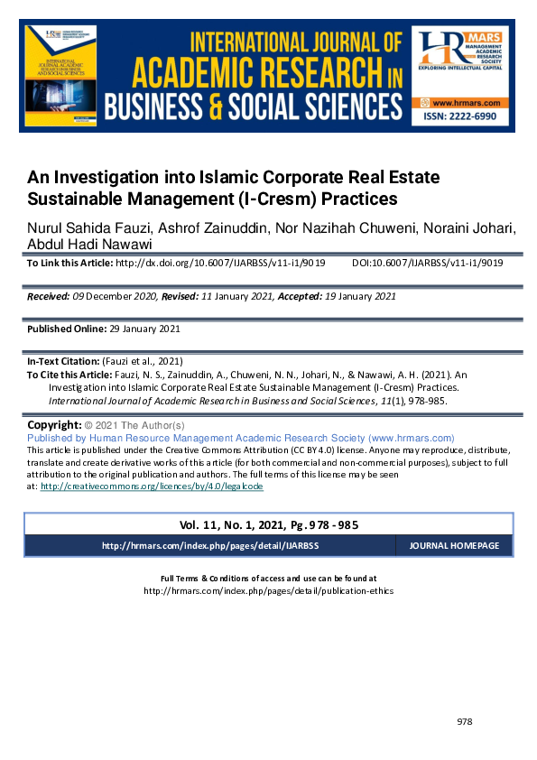 (PDF) An Investigation into Islamic Corporate Real Estate Sustainable ...