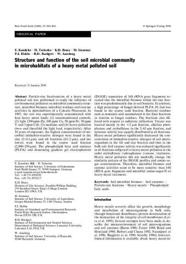 (PDF) Structure and function of the soil microbial community in ...
