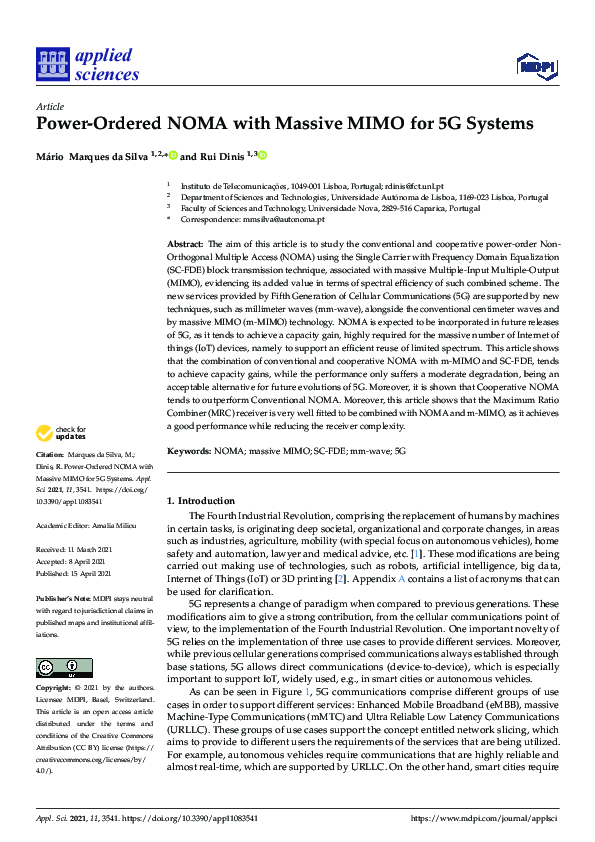 (PDF) Power-Ordered NOMA with Massive MIMO for 5G Systems