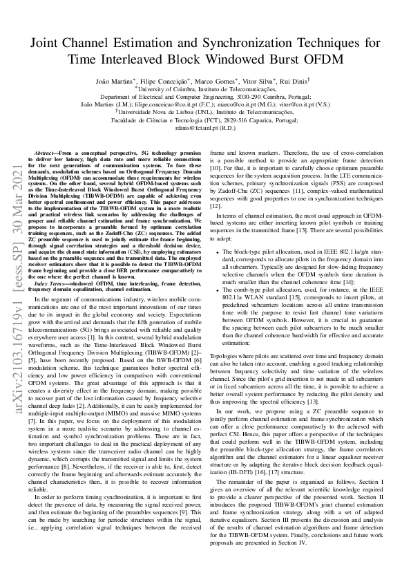 (PDF) Joint Channel Estimation and Synchronization Techniques for Time ...