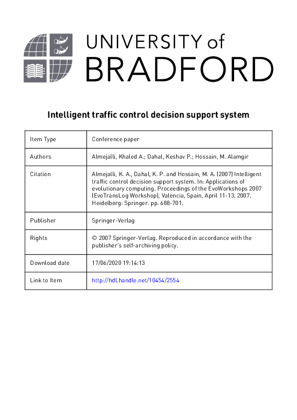 (PDF) Intelligent traffic control decision support system
