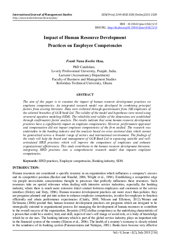 (PDF) Impact of Human Resource Development Practices on Employee ...