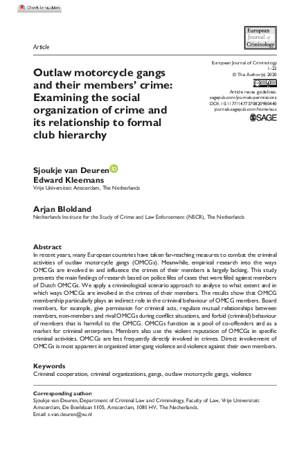 (PDF) Outlaw motorcycle gangs and their members’ crime: Examining the ...