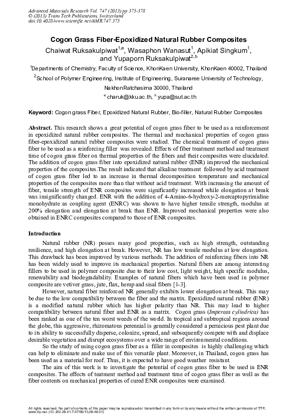(PDF) Cogon Grass FiberEpoxidized Natural Rubber Composites Yupaporn