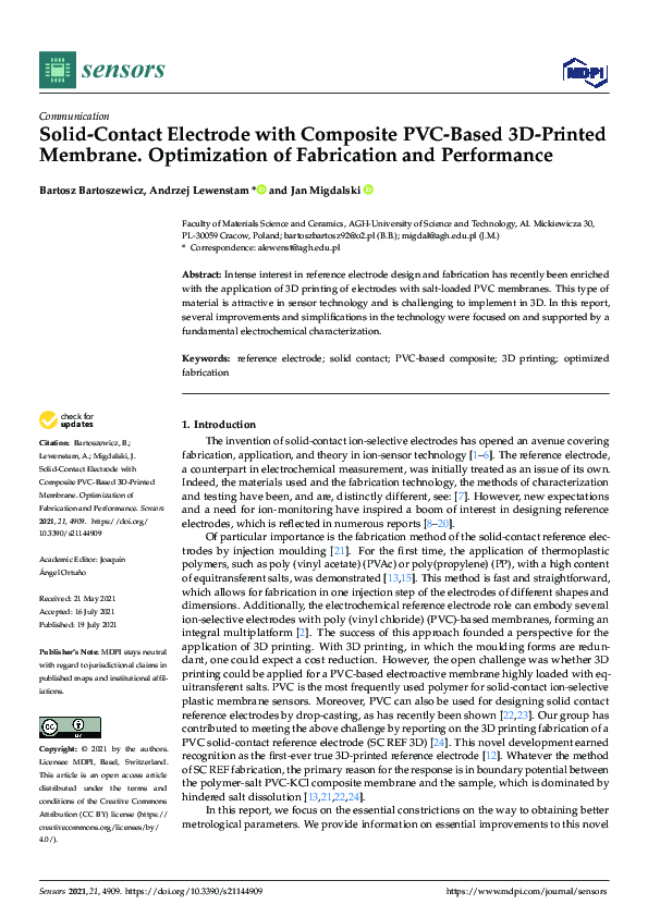 (PDF) Solid-Contact Electrode with Composite PVC-Based 3D-Printed ...