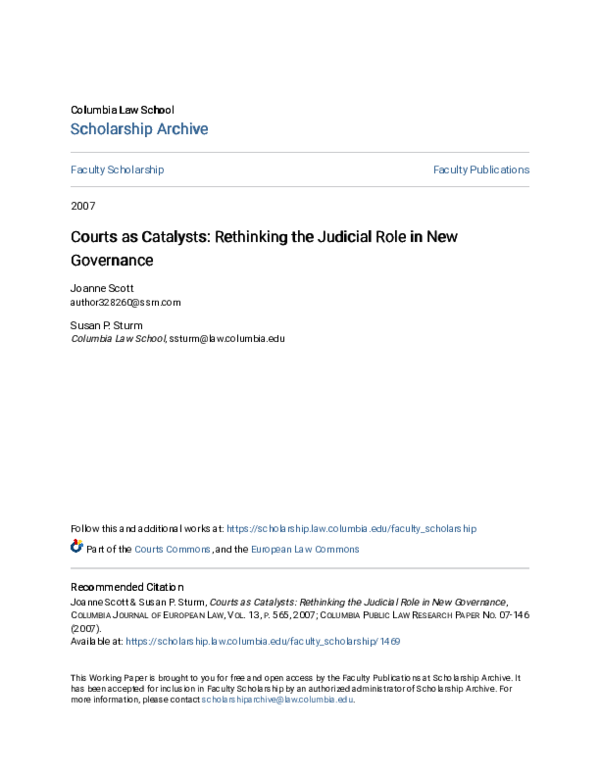 (PDF) Courts as Catalysts: Rethinking the Judicial Role in New Governance