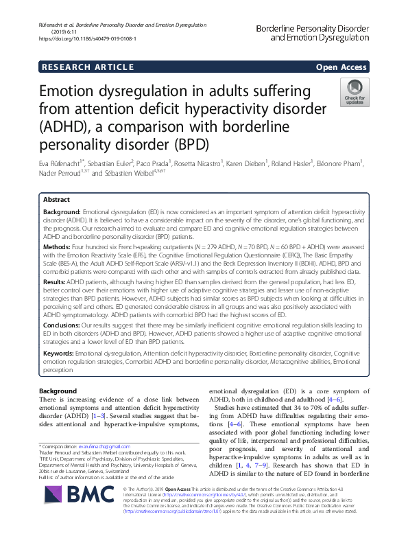 (PDF) Emotion dysregulation in adults suffering from attention deficit ...