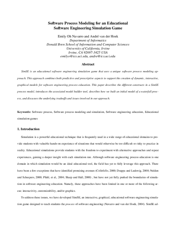 (PDF) Software process modeling for an educational software engineering ...