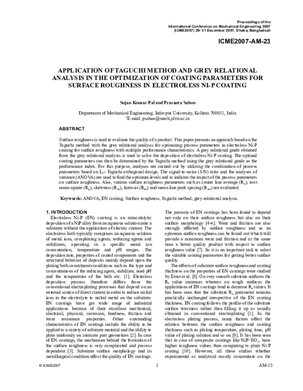 (PDF) Application of Taguchi Method and Grey Relational Analysis in the ...