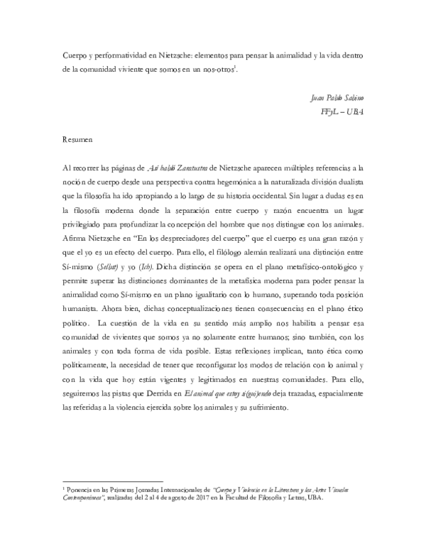Pdf Cuerpo Y Performatividad En Nietzsche Elementos Para Pensar La
