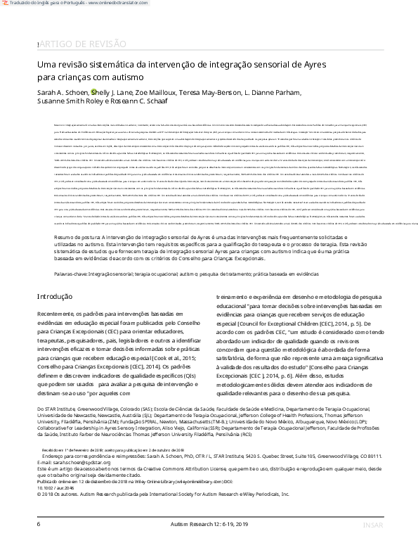 (PDF) A systematic review of ayres sensory integration intervention for ...