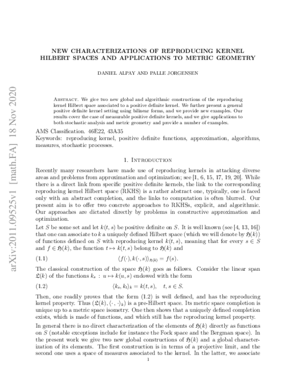 (PDF) New characterizations of reproducing kernel Hilbert spaces and ...