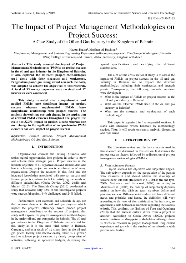 (PDF) The Impact of Project Management Methodologies on Project Success