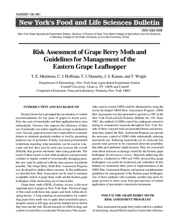 (PDF) Risk Assessment of Grape Berry Moth and Guidelines for Management ...