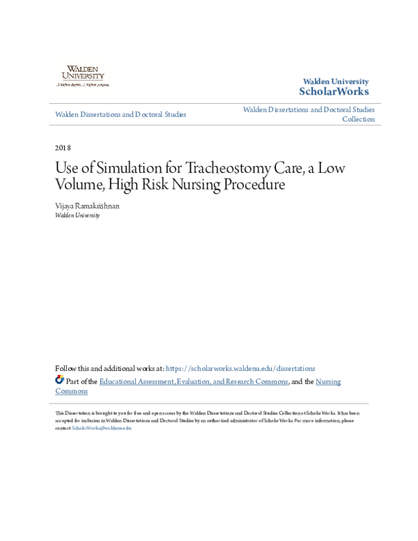(PDF) Use of Simulation for Tracheostomy Care, a Low Volume, High Risk ...