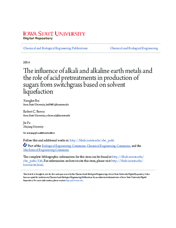 (PDF) The Influence of Alkali and Alkaline Earth Metals and the Role of ...