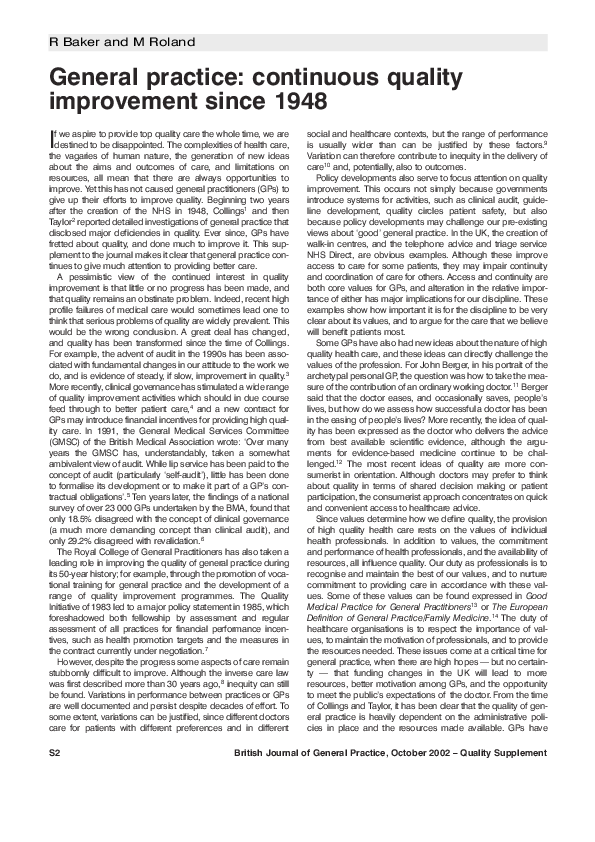 (PDF) General practice continuous quality improvement since 1948