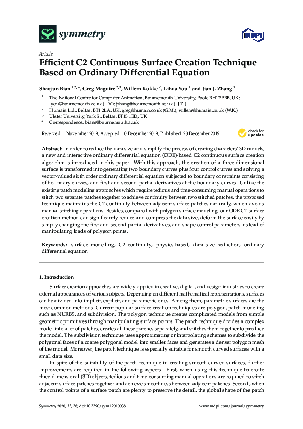 (PDF) Efficient C2 Continuous Surface Creation Technique Based on ...