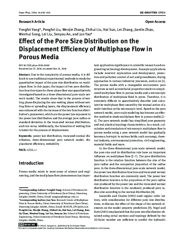 (PDF) Effect of the Pore Size Distribution on the Displacement ...
