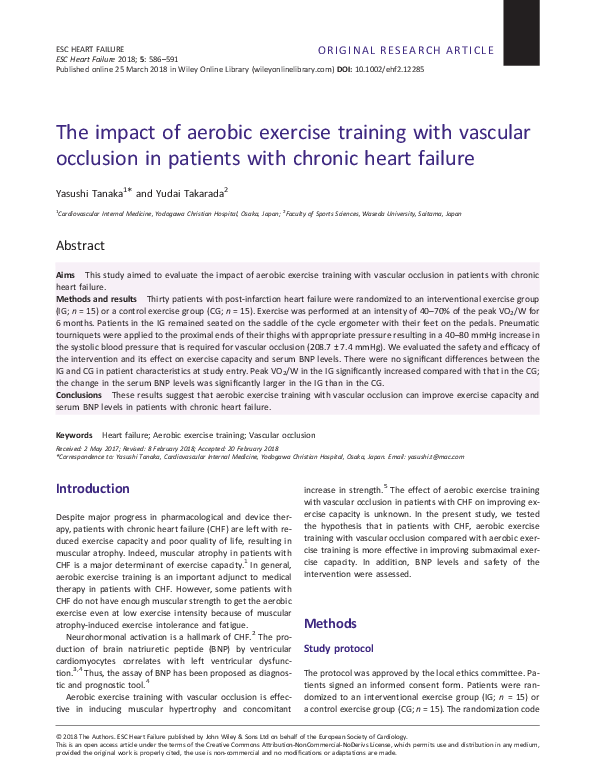 (PDF) The impact of aerobic exercise training with vascular occlusion ...