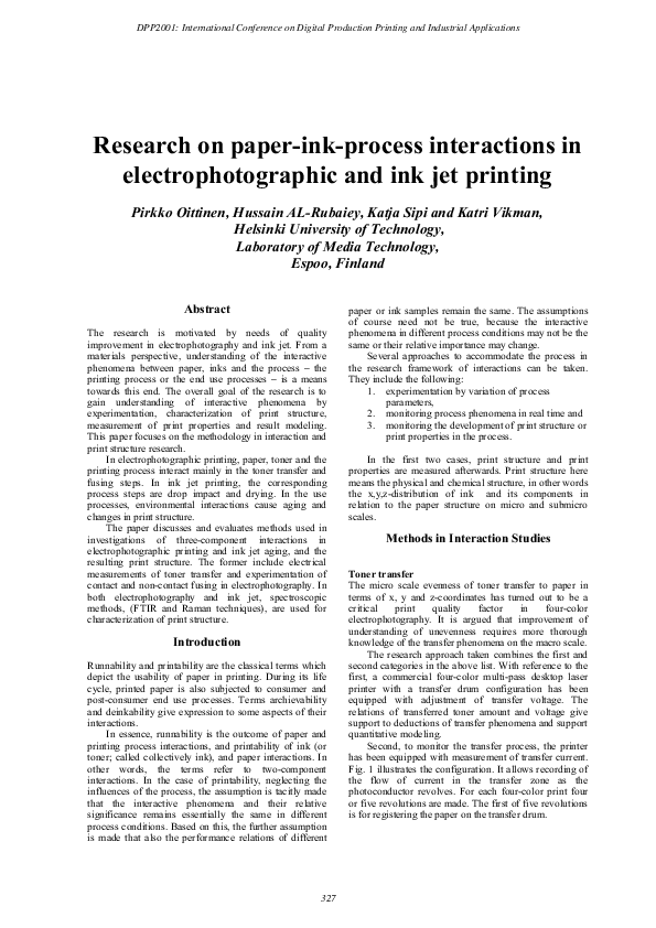 (PDF) Research on paper-ink-process interactions in electrophotographic ...