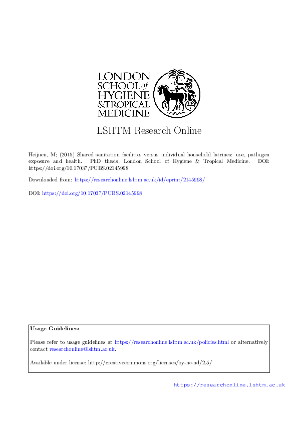(PDF) Shared sanitation facilities versus individual household latrines ...