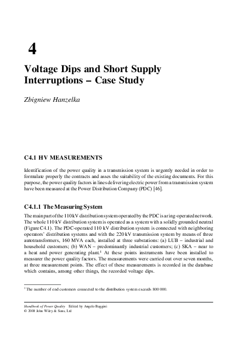 (PDF) 4 Voltage Dips and Short Supply Interruptions - Case Study