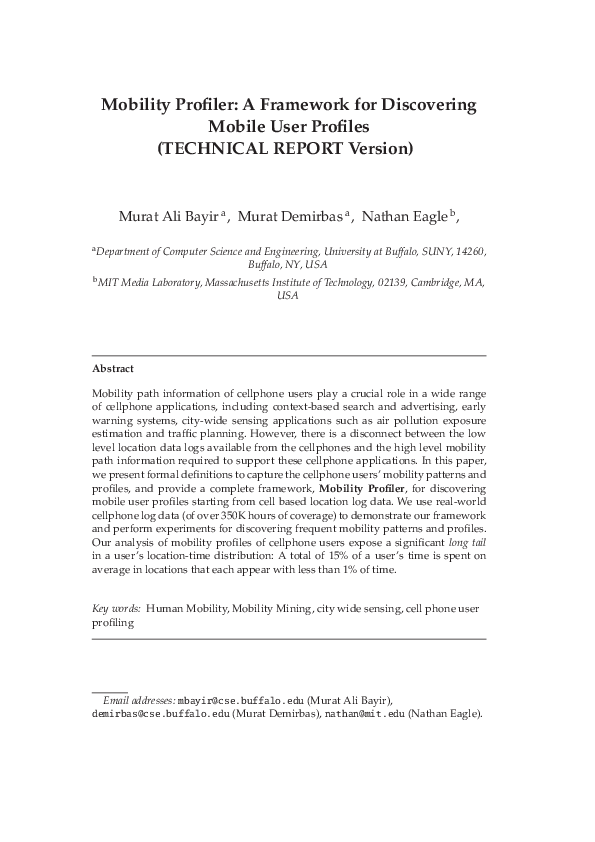 (PDF) Mobility Profiler : A Framework for Discovering Mobile User ...