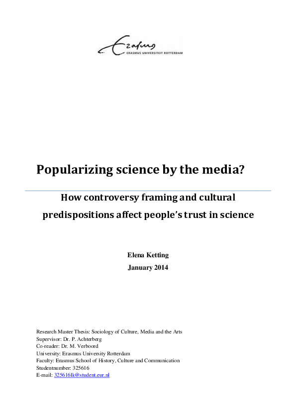 (PDF) Popularizing science by the media ? How controversy framing and ...
