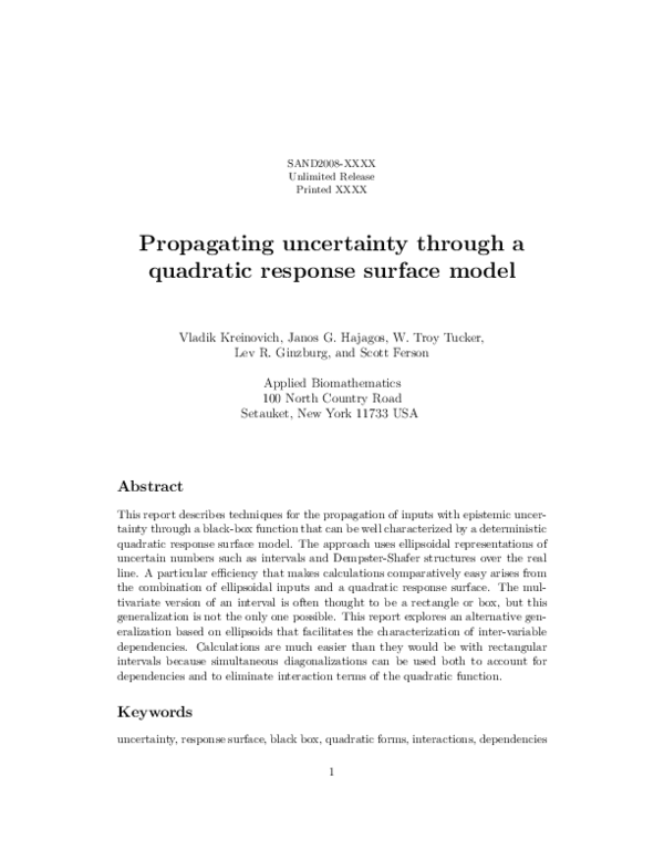 (PDF) Propagating uncertainty through a quadratic response surface model