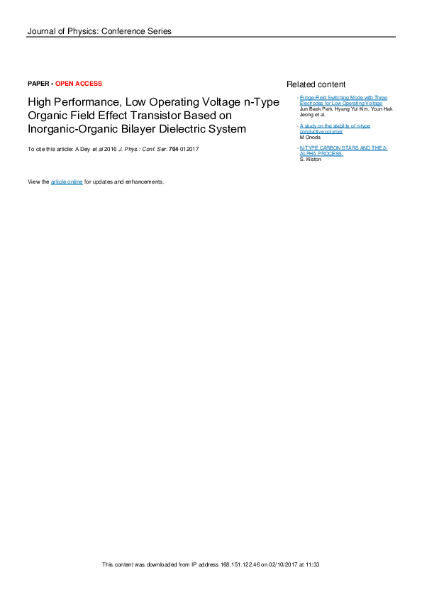 (PDF) High Performance, Low Operating Voltage n-Type Organic Field ...