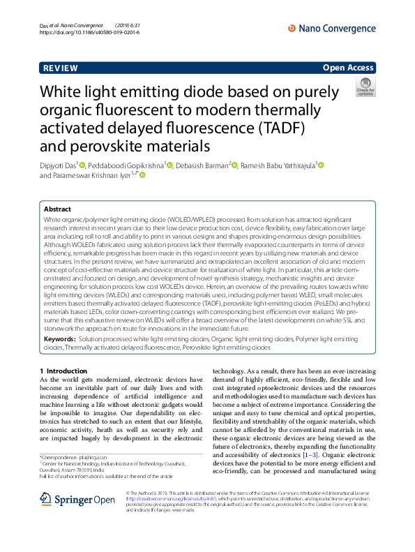 (PDF) White light emitting diode based on purely organic fluorescent to ...