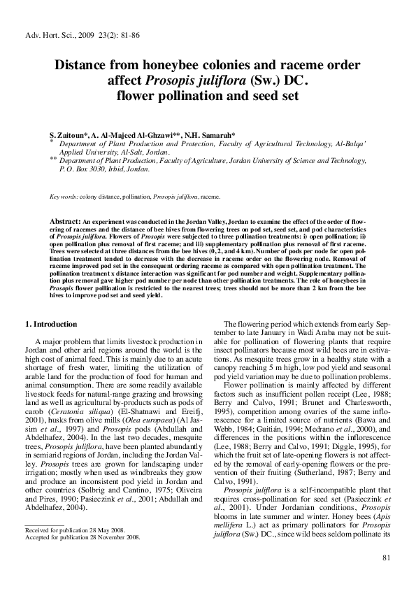 (PDF) The impact of bee colony distance and racemes order on ...