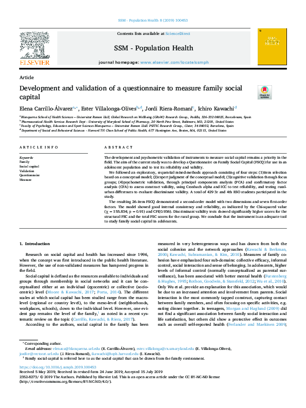 (PDF) Development and validation of a questionnaire to measure family ...