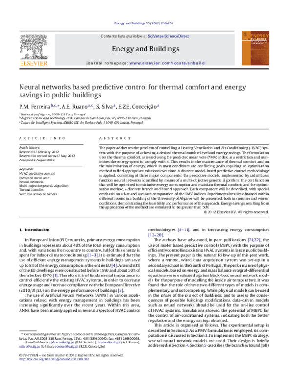 (PDF) Neural networks based predictive control for thermal comfort and ...